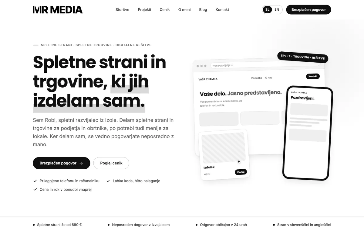The MR Media home page on desktop